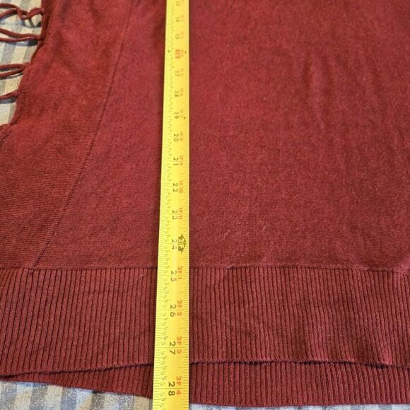 MICHAEL Michael Kors Fringe Cowl Neck oversized Poncho Large burgundy casual - Picture 7 of 10